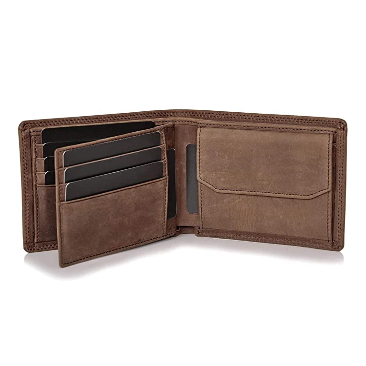 Crazy Horse  Leather Purse Wallet Rfid Custom Men Wallets Designer Genuine Leather Purse For Man With Coin Pocket