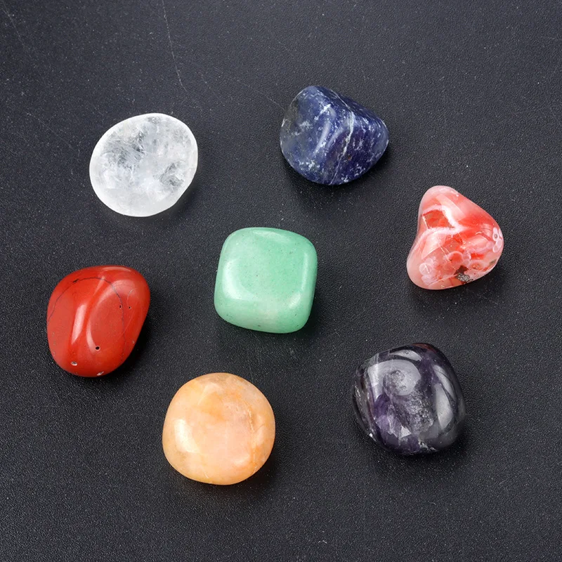 Polished Natural Crystal Healing Stone Quartz Semi-precious Stone Irregular Seven Chakra Crystal Tumbled Stone Set