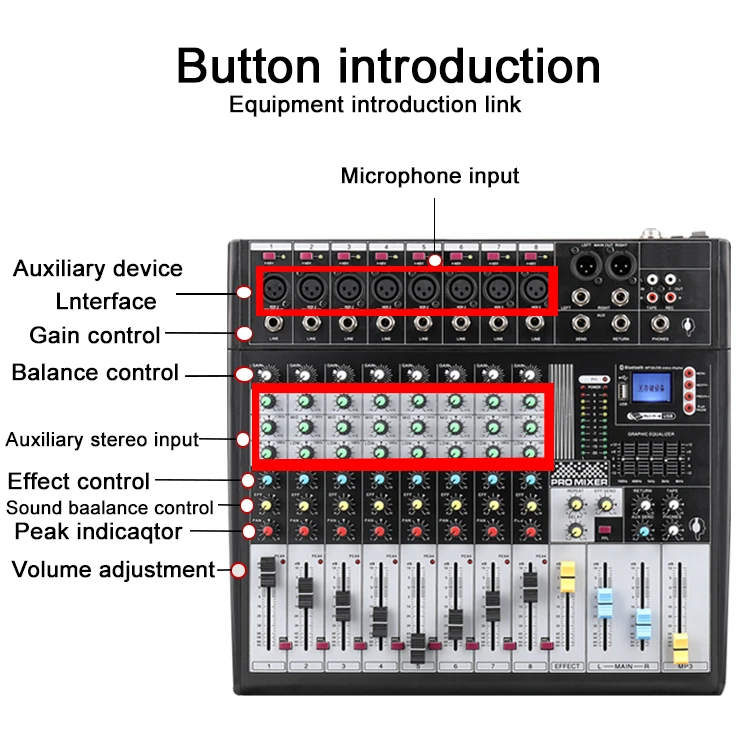 Wholesale 8 Channel Audio Mixer Low Price DJ Controller/Audio Console Mixer