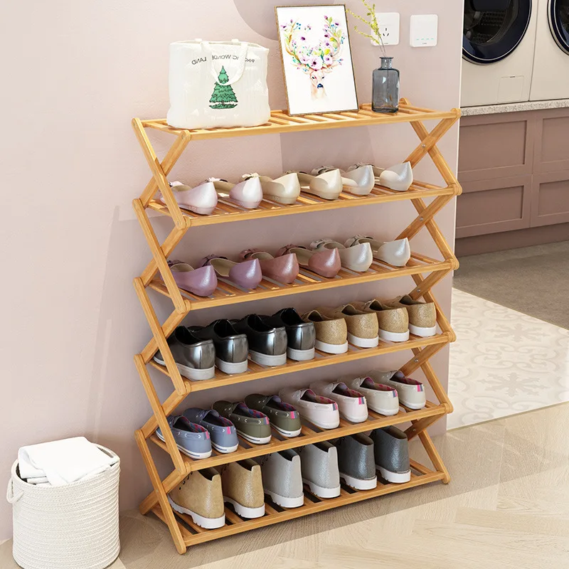 Hot Selling Portable Multi Tier Shoe Rack Folding Modern Holder Shelf Stand Foldable Bamboo Storage Organizer Wooden Shoe Rack