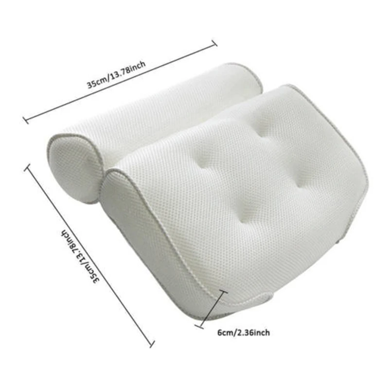 Non Slip SPA Bath Pillow with Suction Cups Bath Tub Neck Back Support Headrest Pillows Thickened Home Cushion Bathroom Accersory