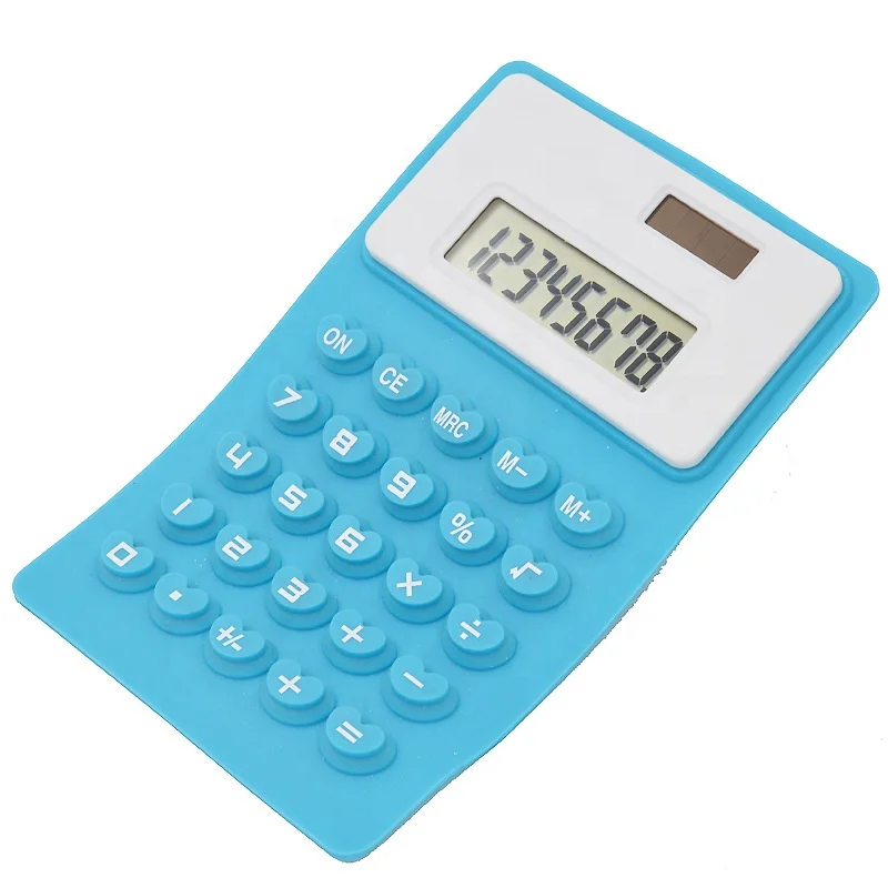 Solar Power Silicone Flexible Calculator Promotional calculator two Power way Silicon rubber foldable calculator