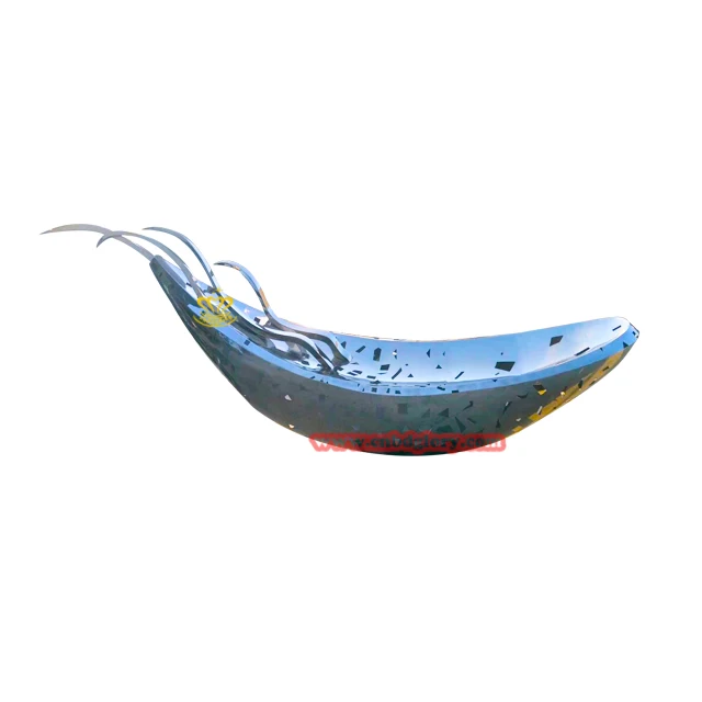Indoor outdoor Decor design Sculpture marble base metal Stainless Steel Whale Fish statue