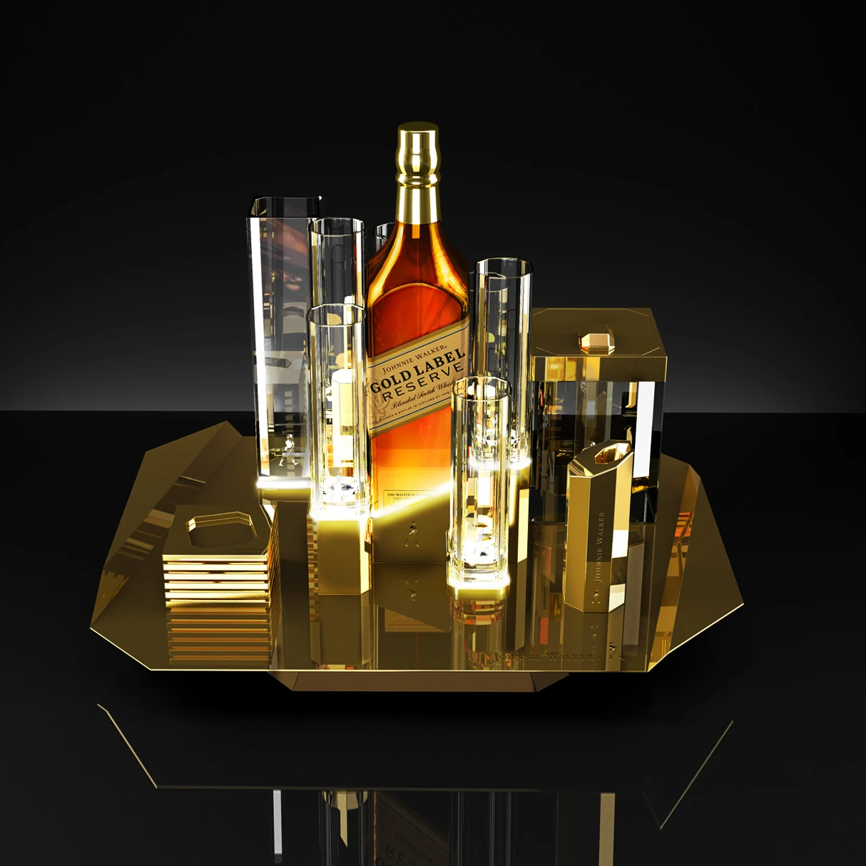 Fashionable Acrylic Plastic Led Light Bottle Holder Bar Wine Bottle Store Display