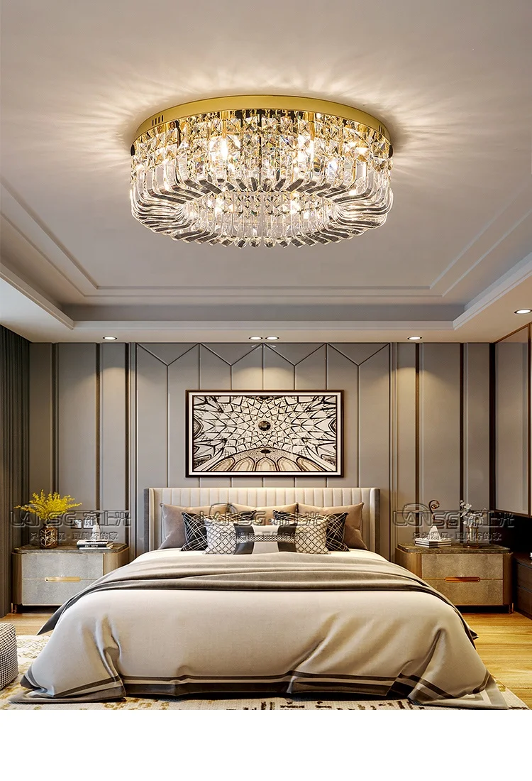  Crystal ceiling lamp light luxury small living room round simple modern led Nordic bedroom