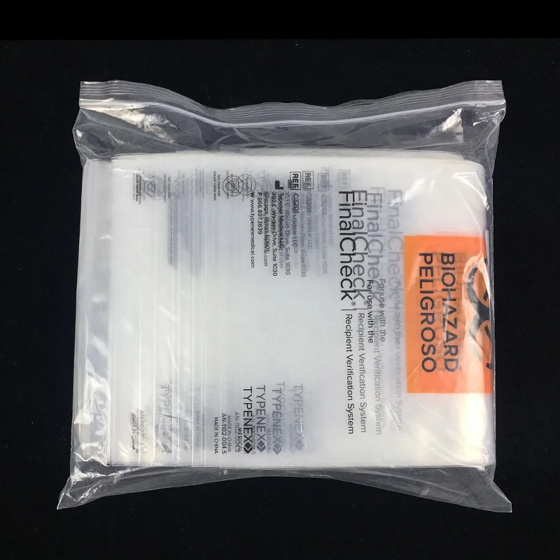 UN printed biohazard/medical specimen zipper bags