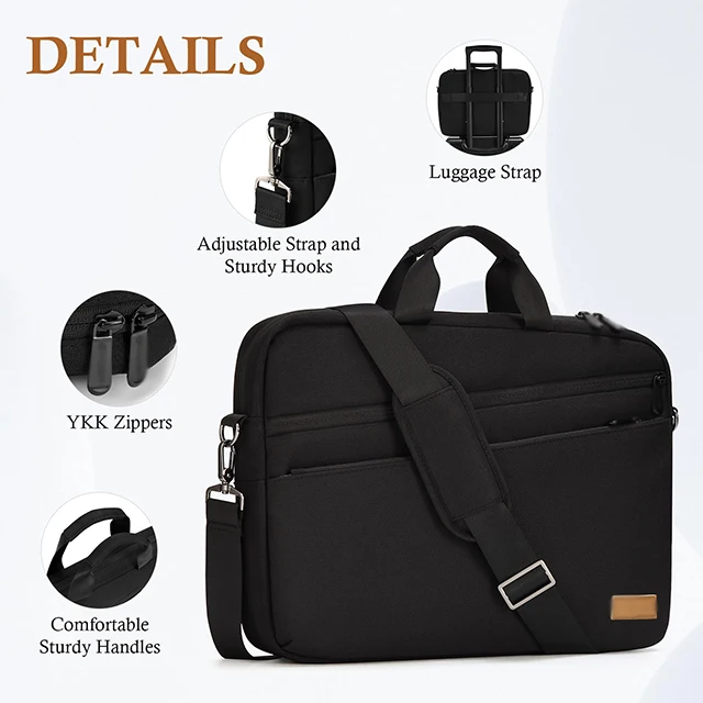 BSCI Classic Business Bag Men Large Capacity Water Resistant Expandable Laptop Tote Handbag Shoulder Carrying Canvas Travel