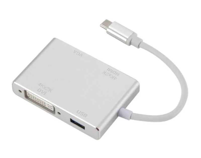 4IN1 USB 3.1 Docking Station Type-C USB-C to DVI HDTV VGA USB 3.0 Adapter Cable For Samsung Galaxy S9 for Apple MacBook Lenovo