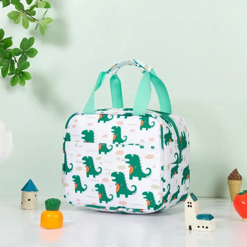 Children Lunch Bag for Kids School Aluminum Food Thermal Box Handle Bag Cute Fashion Animal Dinosaur Insulated Portable