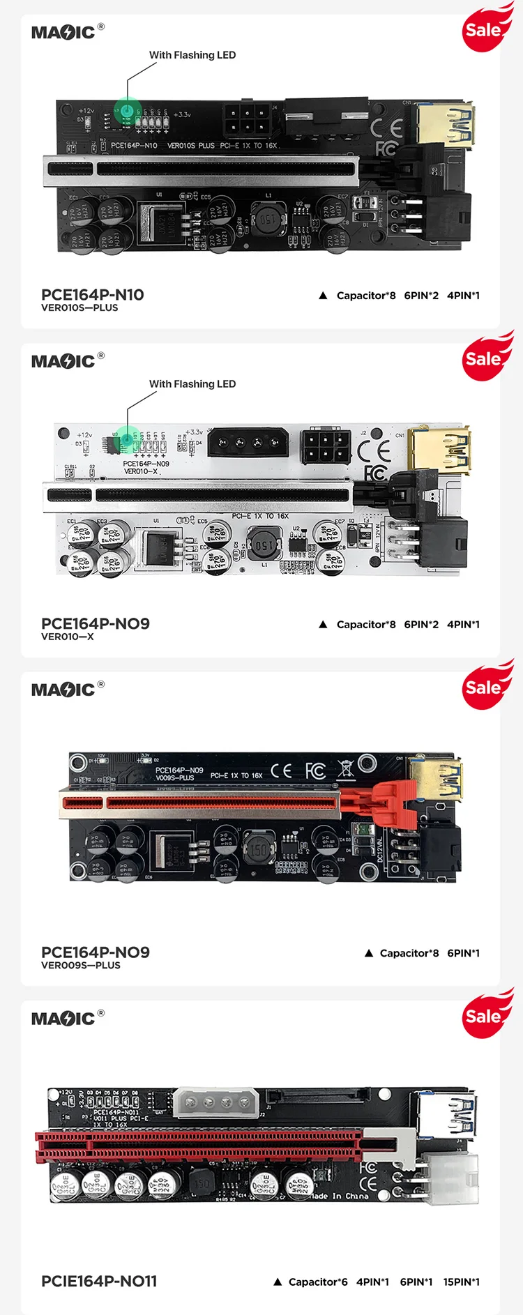 2022 Newest VER018 Pro PCI-E Riser Card 60CM USB 3.0 Cable V018 PCI Express 1X To 16X Extender PCIe card For GPU Graphics Card