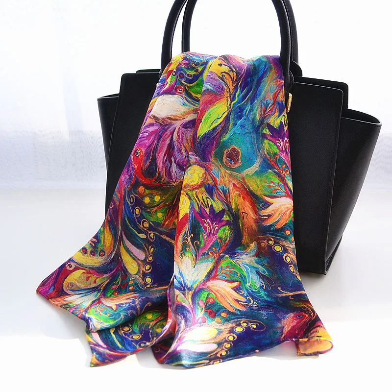 Длинный шарф из натурального шелка с принтом, женский шарф на заказ, шарфы из 100% натурального шелка, шаль, хиджаб, бандана для дам в наличии