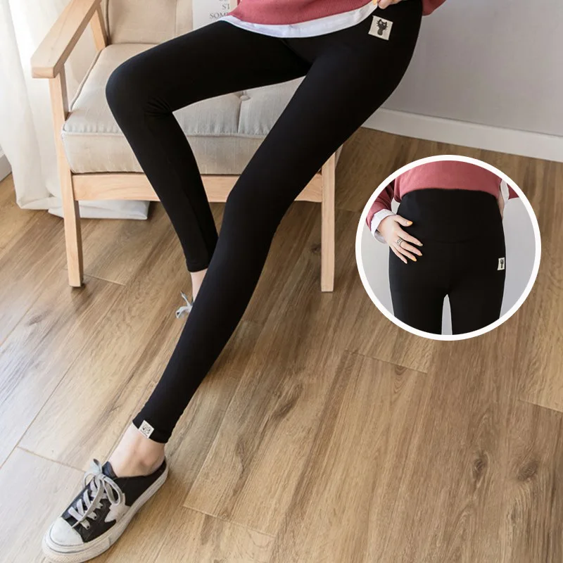 CH High Waist Pregnant Trousers Women Adjustable Mid Length Elastic Belt Leggings Maternity Cat Panties