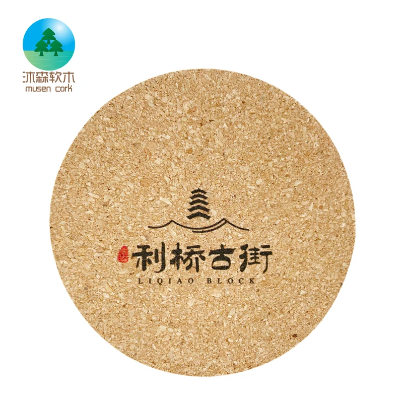 Musen Wholesale Nature Cork Coasters set sustainable Round Drink Coaster for Home Bar Kitchen Cafe