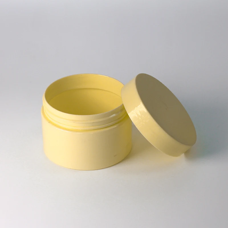 100ml Eco friendly custom yellow body scrub round plastic cream jar body butter jar for coametics pastel jars