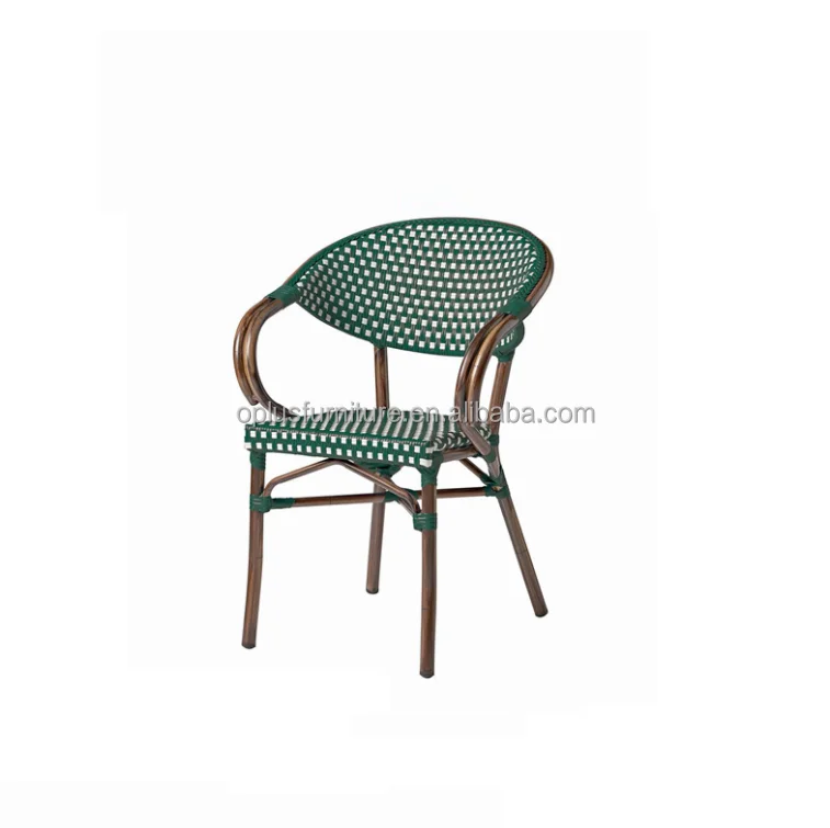 
commerical round garden armchair outdoor classic french bistro stackable patio cafe chair rattan wicker weaving dining chairs 