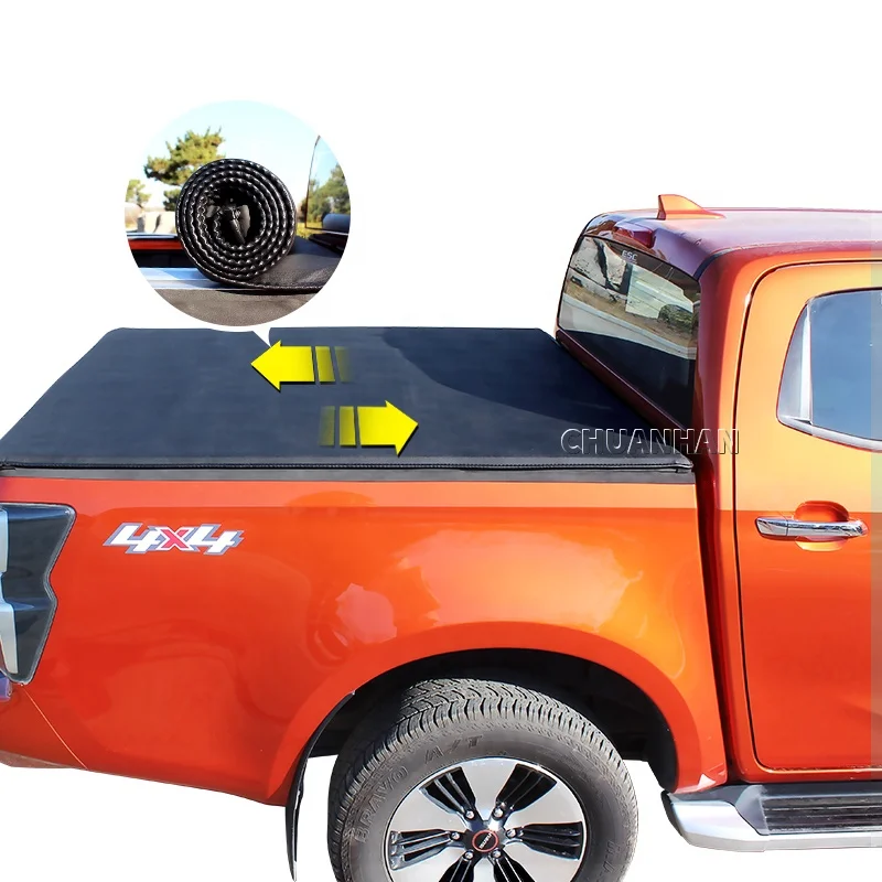 Truck Bed Tonneau Cover Soft Roll Up Vinyl Tri Fold hilux Tonneau Cover for Ford F150 raptor ranger Dodge Ram