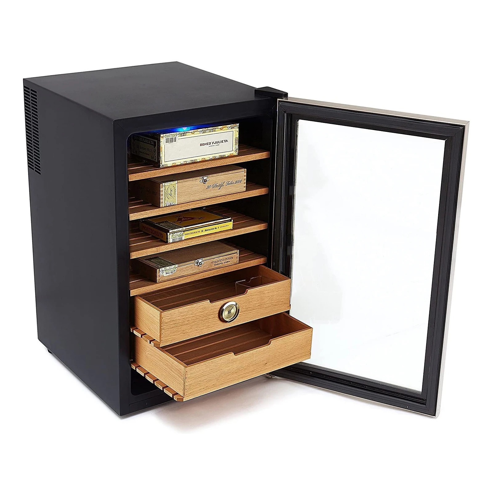Stainless Steel 400-Cigar Cooler 2.5 Cubic Feet Humidor Cigar Fridge Showcase Electric Cigar Humidor  Cabinet
