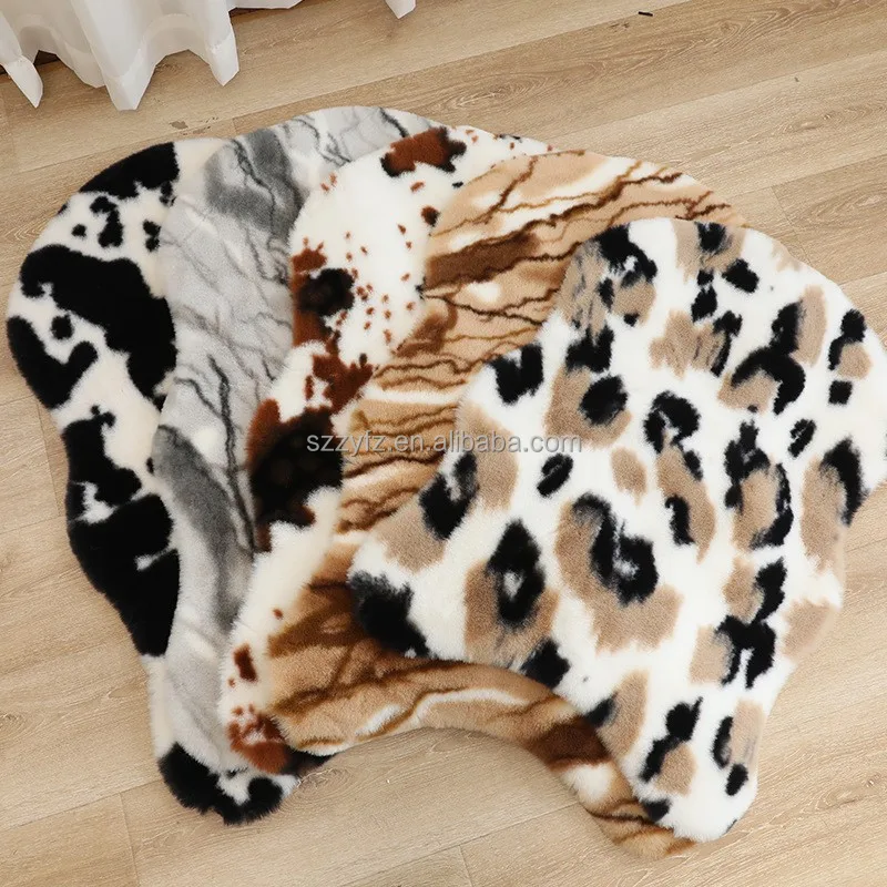 Bedroom non-slip Carpets And Rugs Cowhide Faux Fur Rug 3d Printed  Living Room Cow Print Plush Rabbit Fur Carpet Mat
