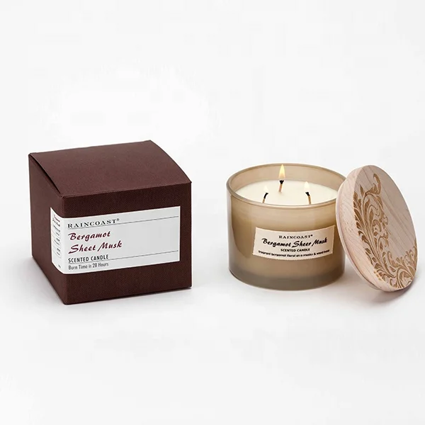 RAINCOAST OEM ODM Large Capacity Soy Candles 350G Glass Candle Holders 3 Wicks Scented Candle