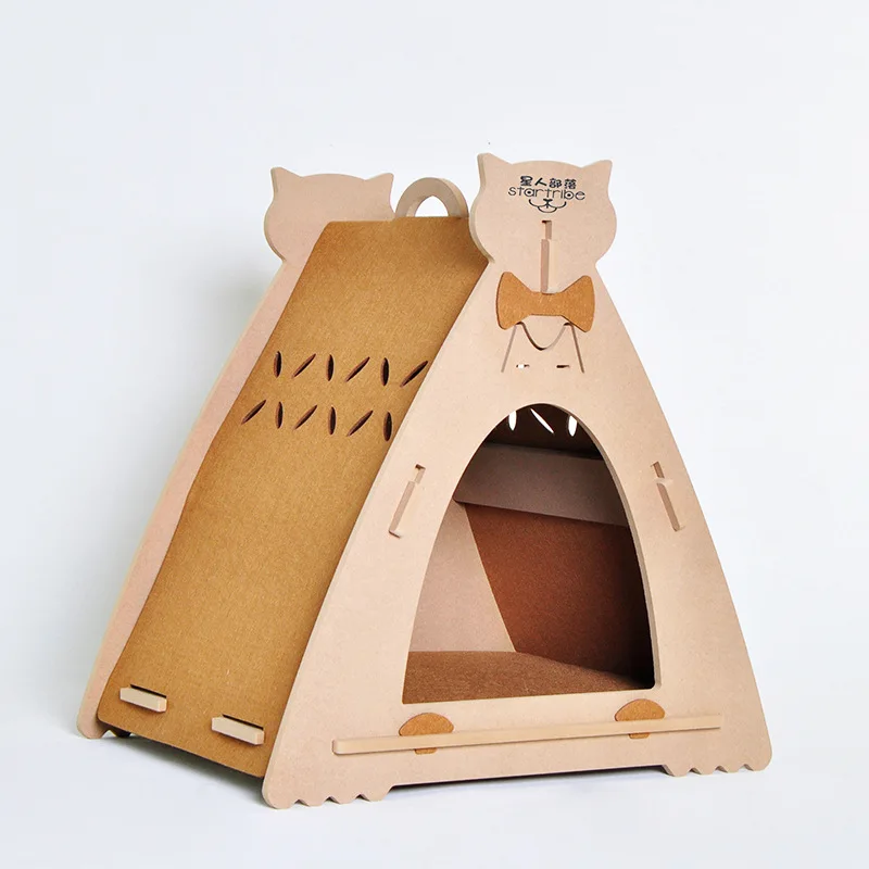 E1 level OSB Customized Luxury Durable Eco-friendly Triangle Cat Wooden House