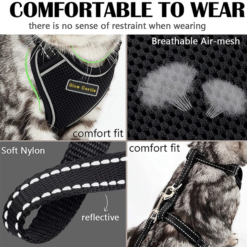 Designer Custom Adjustable Pet Pad Cat Harness Set Vest Wholesale Leads Logo Car Private Label Lift Cat Harness And Leash Set
