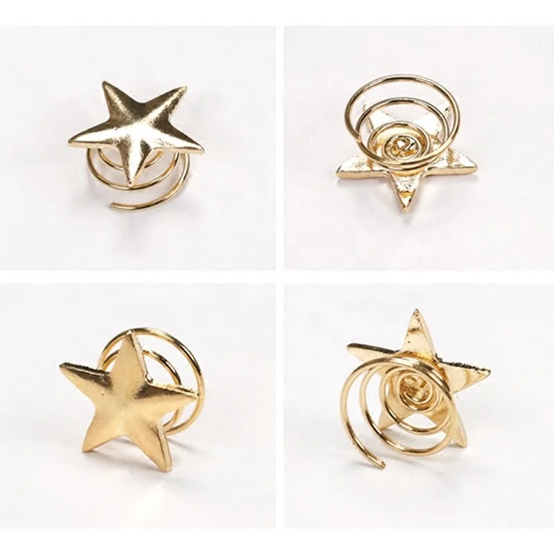 Lovely Fancy Pearls Metal Gold Star Swirl Spring Hairpin Hair Clips for Women Girls Hair Grips