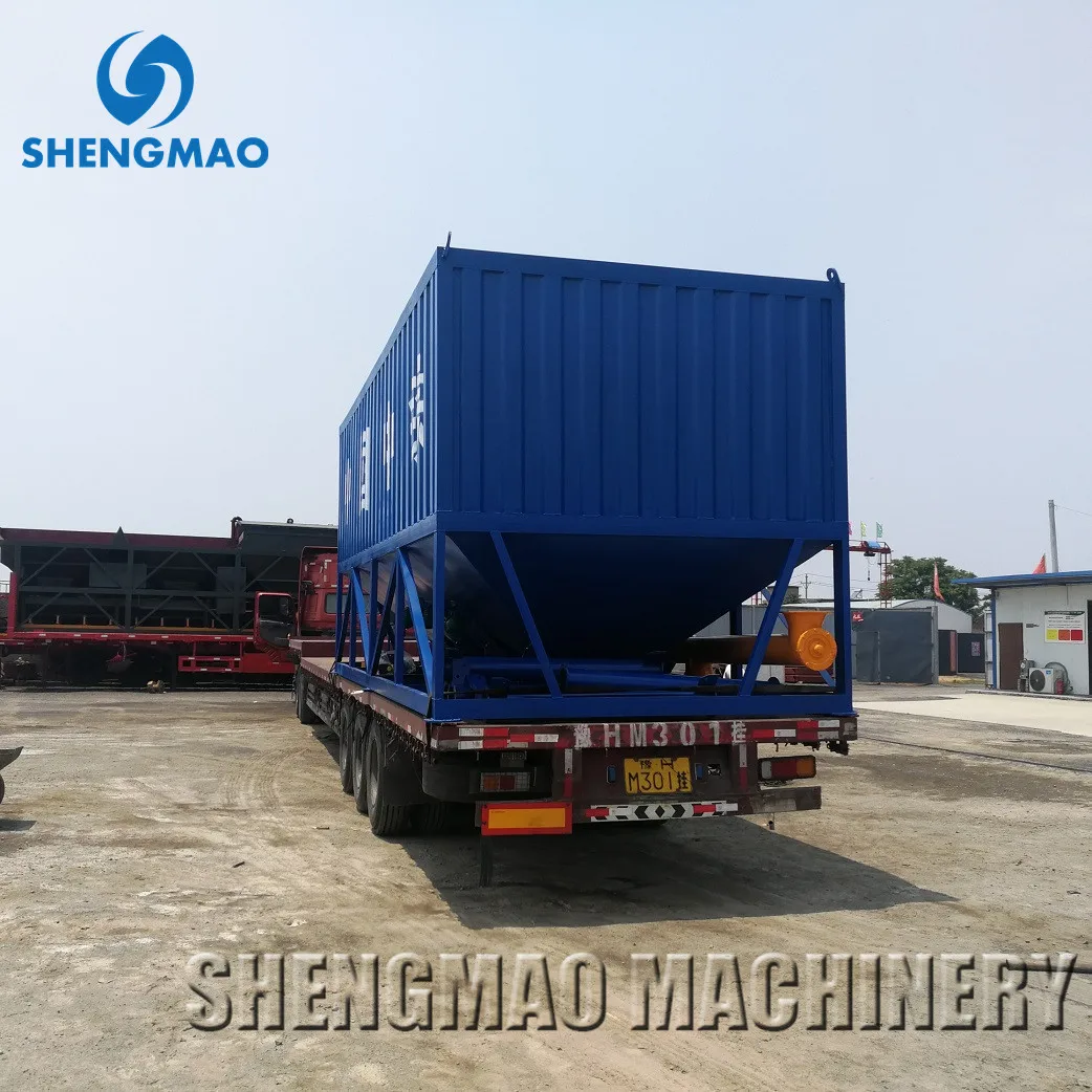 SHENGMAO 50T Horizontal Type Cement Silo in Mobile Concrete Batch Plant