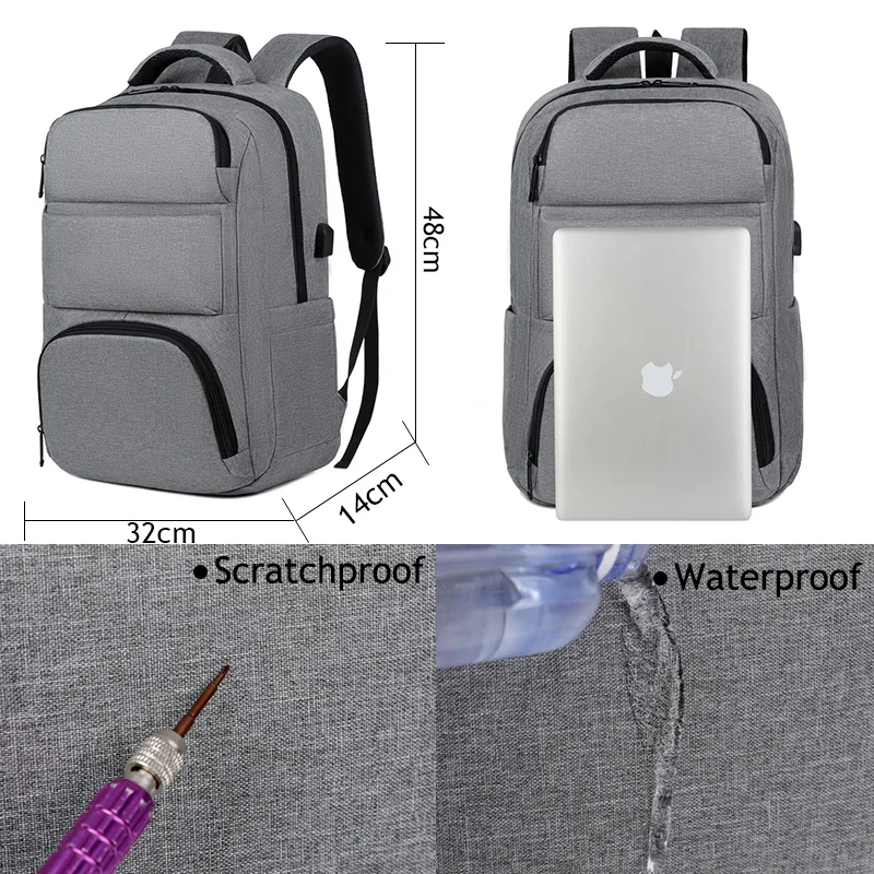 Computer work business men college waterproof laptop backpacks large capacity 15.6 inch travel laptop backpack with usb