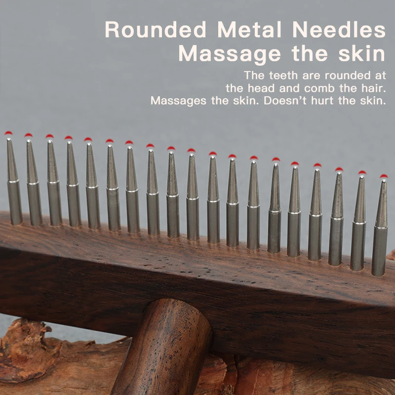 EBONY wood Open Knot Comb Hair Double Row Design Sturdy Durable Pet Cat Nail Rake Brush for Dogs