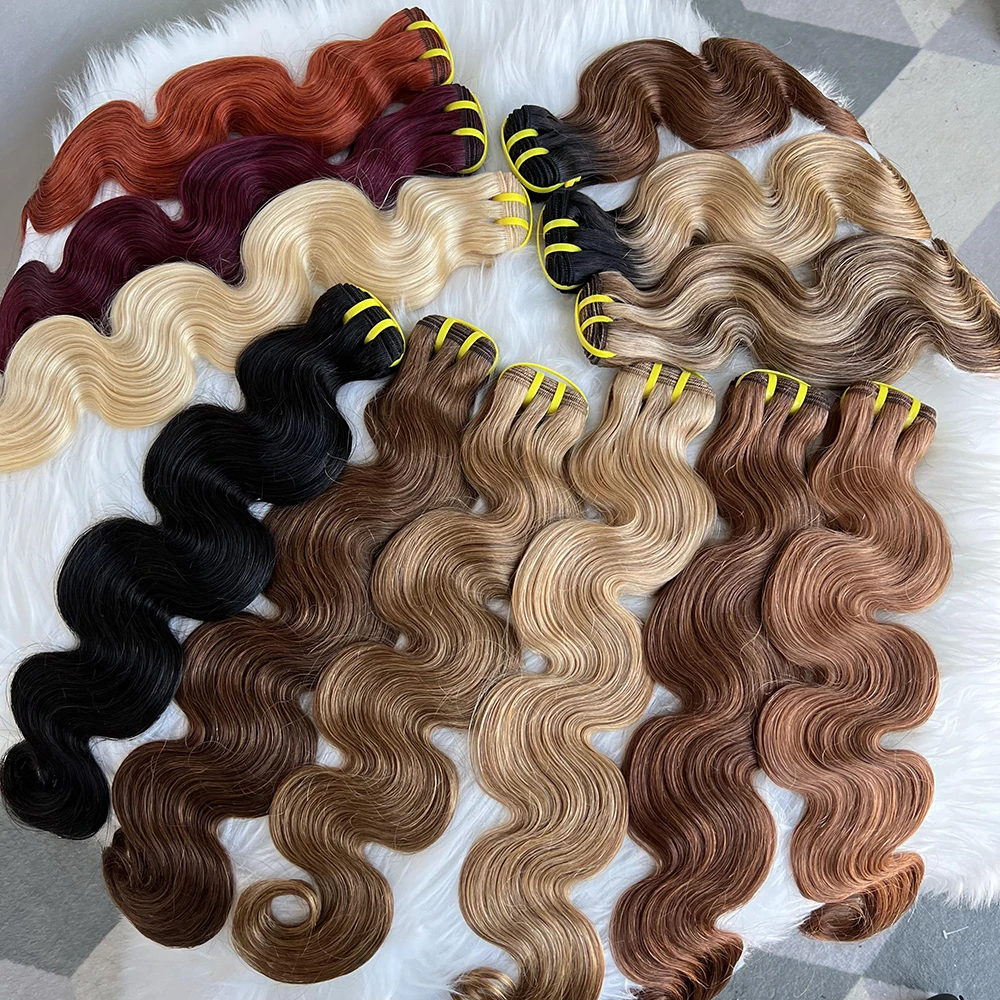 Colored Brazilian Body Wave 100% Remy Hair Extension Bundles Vendor Black Brown Blond Red Human Hair Weave Bundles