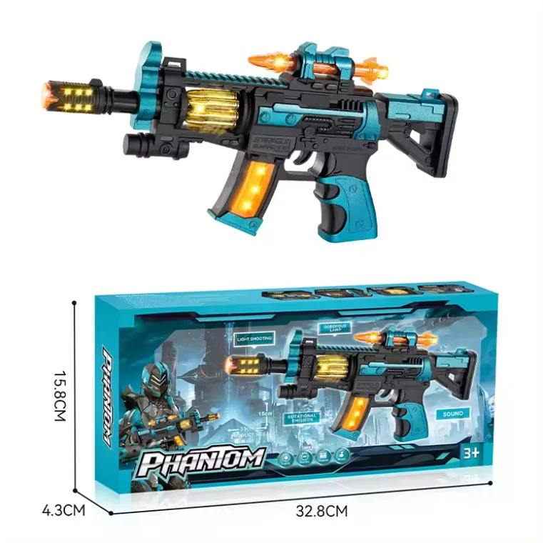 HT Electric Gun Toy With Sounds & Light-up Toys Flashing Vibrating Plastic Gun Toys For Boys