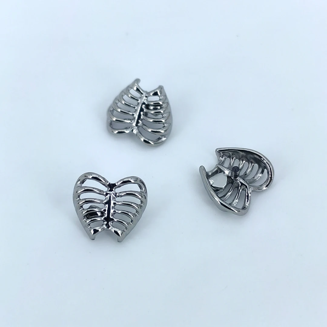 Calendo ASTM F136 Titanium Earring Piercing Jewelry Heart Skeleton Ribs Internally Threaded Titanium Labret Body Jewelry End