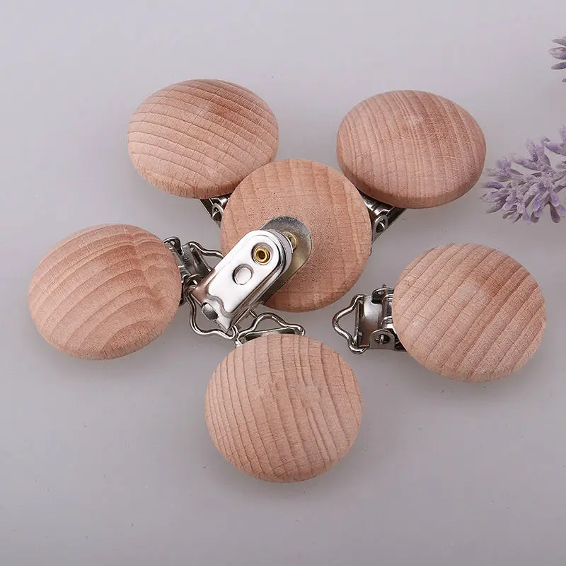 25mm Garment Custom Wooden Pacifier Wood Garter Belt 25mm Metal Suspender Clips