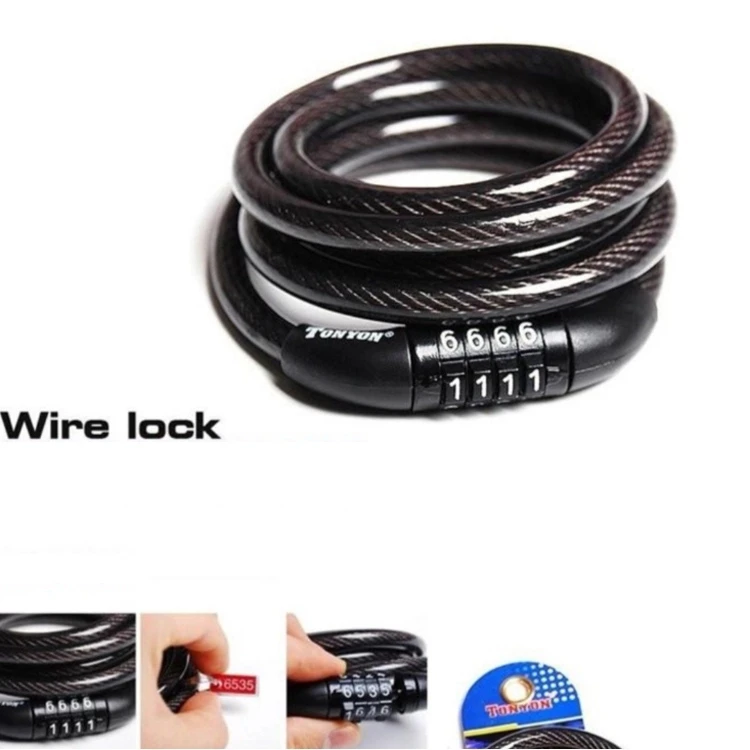 Bicycle Lock Code Key Locks Bike Cycling Password Combination Security Steel Wire Locks Bicycle Accessories