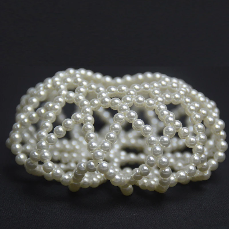 Liberty Gifts pearl bun hair accessory maker high quality ladies handmade knit mesh fabric