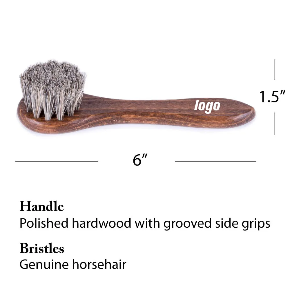 100% horsehair brush Long handle wooden leather shoes Cleaning oiling polishing