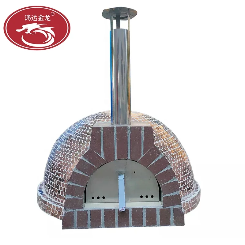 rotating big size wood fired pizza oven building material copper color commercial outdoor pizza oven for sale