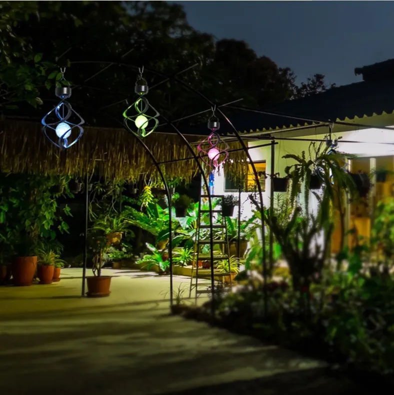 Outdoor waterproof decoration wind turn lamp, Solar courtyard chandelier, wind bell lamp