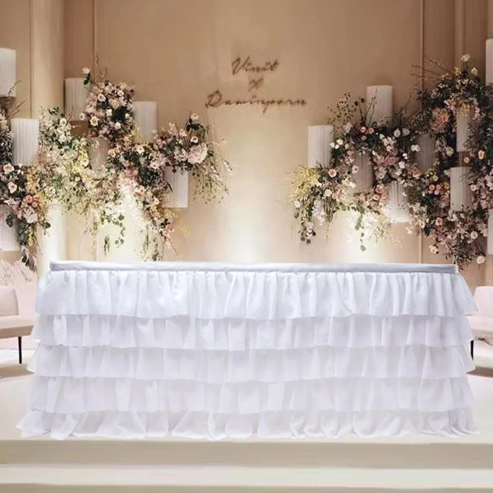 
Drop-Shipping Machine Washable Birthday Party Decorative 5 Layers Wedding Cake Table Skirts Cinderella Table Skirt 