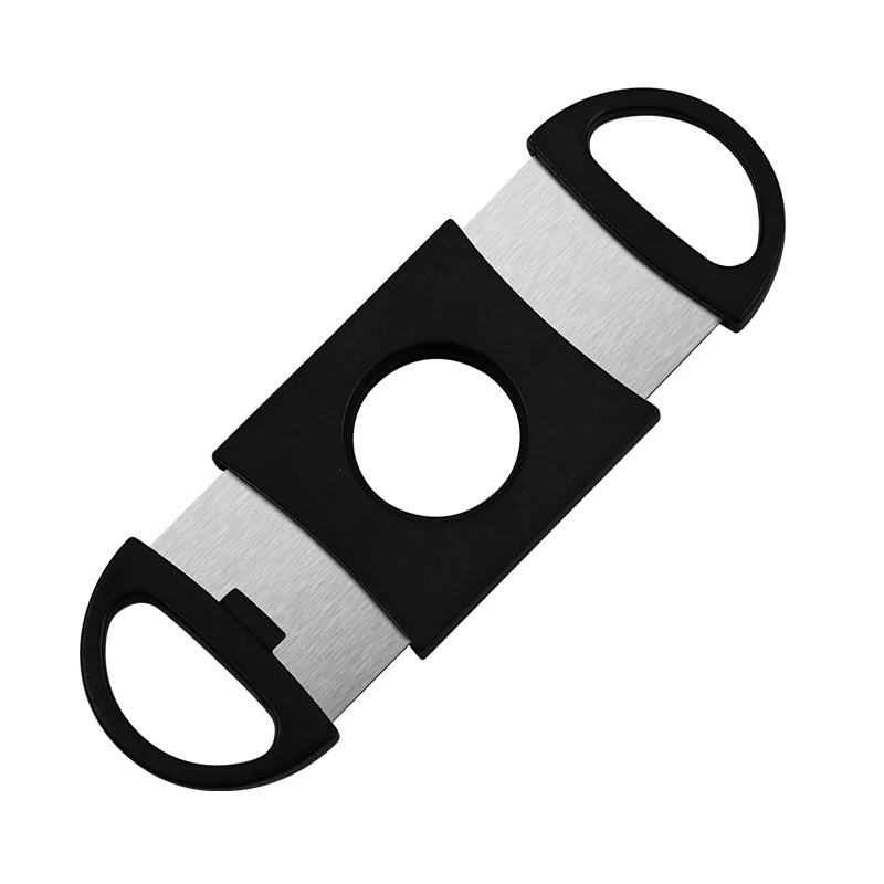Factory stock 10% OFF Best Price Cutter Cigar Product Black Plastic Double Blade Guillotine High Quality Cutter Cigar Utensil