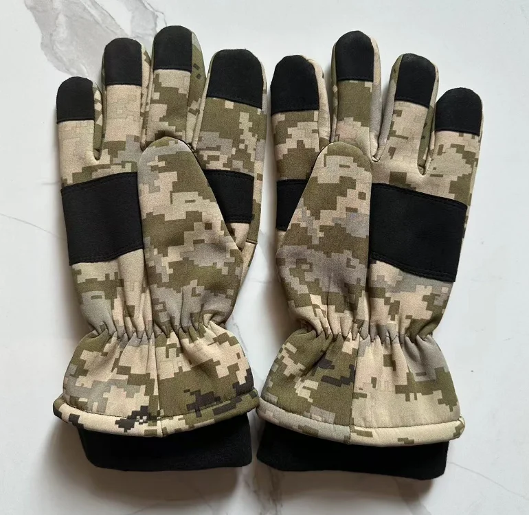 DFG929  Softshell winter warm Ukraine digital camouflage MM14 tactical gloves