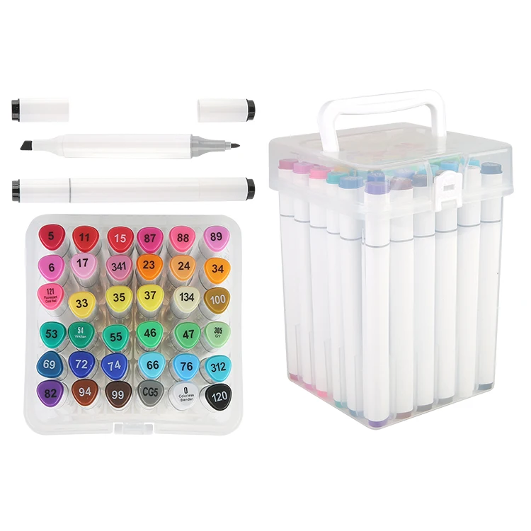 36 Colors Set Double Ended 1mm Round 4mm Chisel Tip Brush Dry Erase Alcohol Art Paint Marker Pen