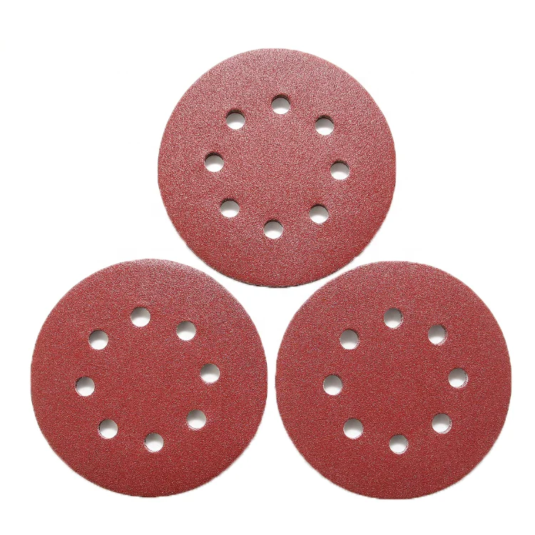 Round shape Sand paper Abrasive sanding disc 5 inch 8 holes for wood and car polishing Aluminium Oxide circle sanding disc