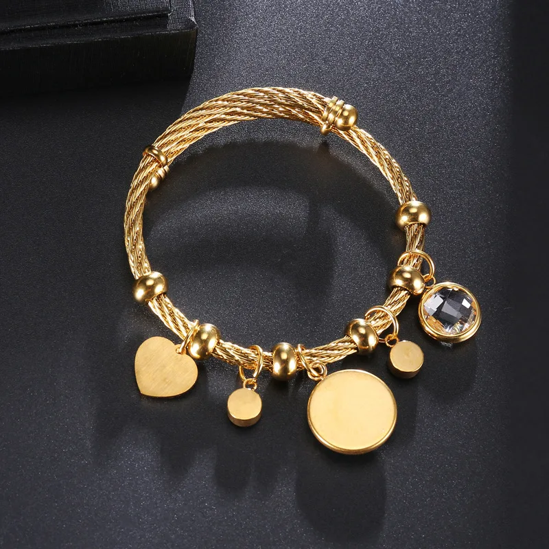 2023 Fashion Stainless Steel Gold Plated Lucky Turkey Blue Eye Wire Bracelet Femme Jewelry Lover Heart Evil Eyes Bracelet