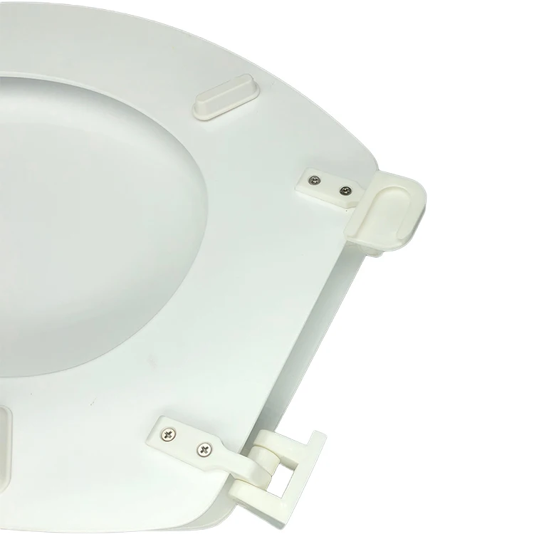 Molded wood bathroom european elongated toilet seat with plastic hinges
