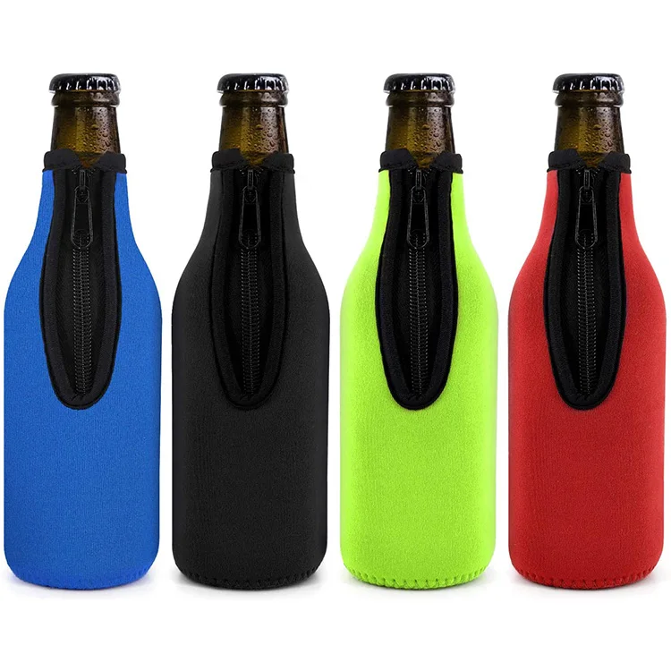 Beer Bottle Cooler Sleeves for Party Neoprene Sleeve with Zipper Holder Neoprene Insulated Cover ultra slim line can cooler