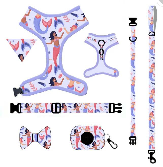 Adjustable Harness With Match accessories Dog Collar Leash Set Dog Adjustable Harness