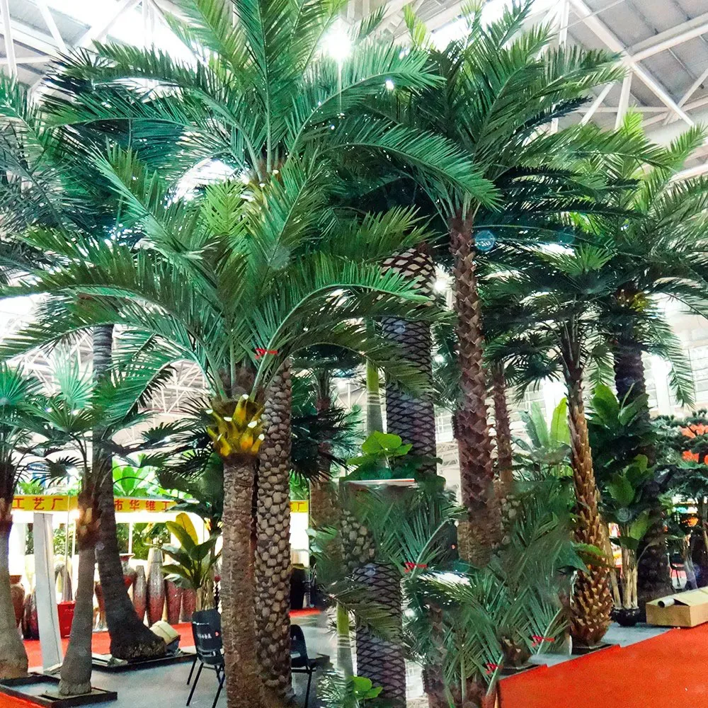 Tropical coconut tree artificial palm tree round pool fiberglass artificial palm trees for outdoor garden coastal