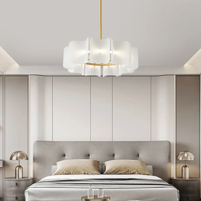 2024 Latest Design Luxury White Acrylic Chandelier With Single and Double Layer Rings for Hotel Halls and Villas 80W Power 220V