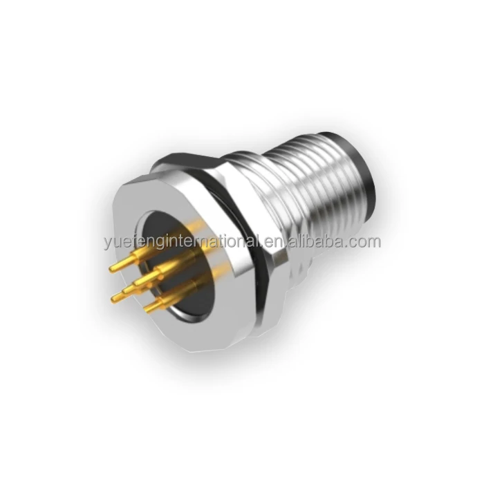 CE RoHS High-quality  Wholesale Connector 5 pin M12 A-code Plug Gold Plated Panel Mount IP67 M12 5pin Male Connector For PCB